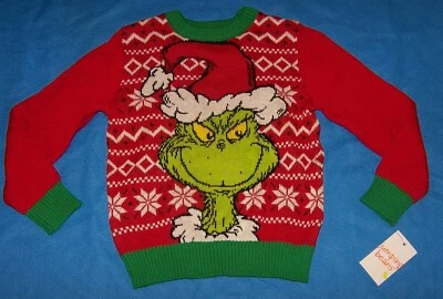 Size (8) Boys Holiday Christmas Sweater  Dr. Seuss The Grinch - Image 1 of 4