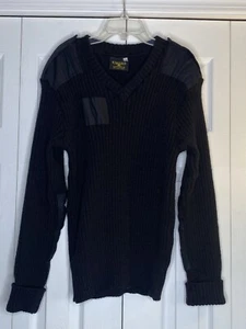 Men's Citadel Wool Sweater Made in England Ribbed Military Elbow Patches Size 44 - Picture 1 of 3