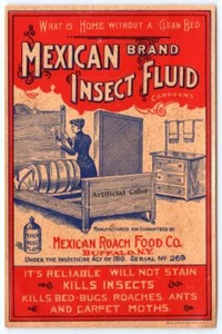 MEXICAN ROACH FOOD COMPANY INSECT FLUID VINTAGE LABEL KILLS BED BUGS ANTS MOTHS - Picture 1 of 2