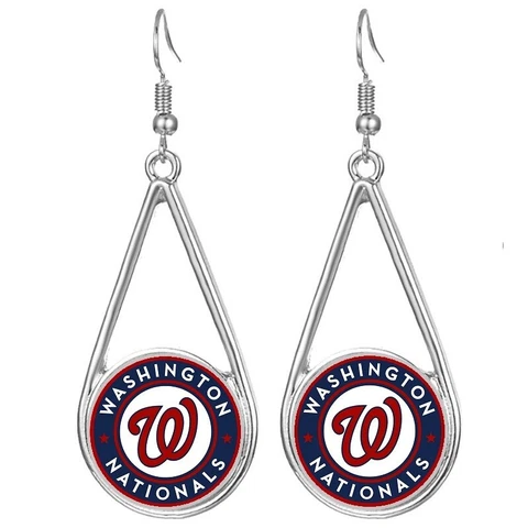 Washington Nationals Womens Silver Drop Dangle Earrings w Gift Pkg D29 Cover