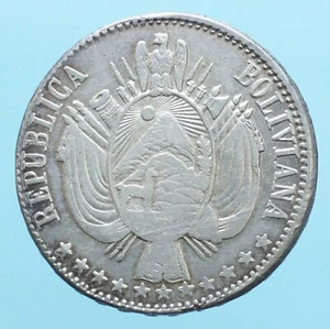 BOLIVIA BOLIVIANO 1867 SILVER COIN NUMISMATICA DA COLLEZIONE CURRENCY MONETE - Bild 1 von 2