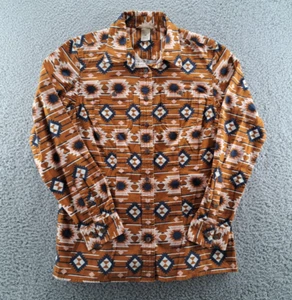 Camicia di flanella Duluth Trading stampa azteca sud-occidentale donna XS marrone con bottoni - Foto 1 di 10