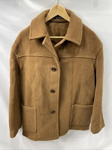 Tibbett Camel Tan Car Coat Mid Length M Size 38 Twill Wool Made in England - Picture 1 of 5