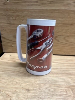 Taza vintage aislada a presión de 12 oz Thermo-Serv blanca y roja usada Foto 1 de 4