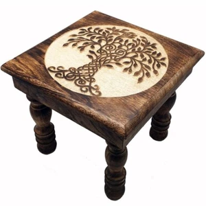 Mesa Altar Árbol de la Vida Floral Tallada Celta Wicca Madera 30x28cm - Imagen 1 de 1