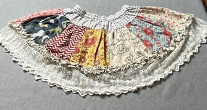 Mustard Pie Girls Circle Skirt Size 6x Patchwork Lace Ruffle Floral Plaid Chev - Picture 1 of 6