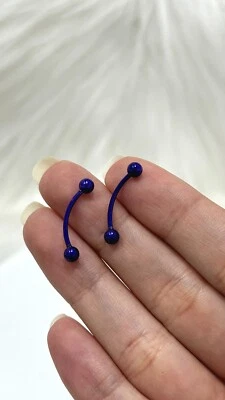 Barbela de língua 16G olhos de cobra aço cirúrgico folheado a PVD 9 cores vendida como par - Imagem 1 de 4