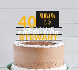 Topper de Pasteles Temático Nirvana CUALQUIER COLOR Nombre Personalizado - Personalizable a tu - Imagen 1 de 4