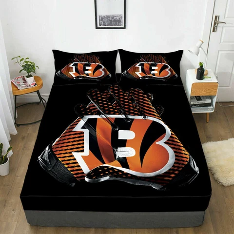 Cincinnati Bengals Fitted Sheet Mattress Cover Bed Sheets & Pillowcase Set 3PCS Cover