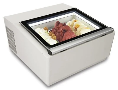 Speiseeistischvitrine weiß kundenseitig offen Tiefkühler Froster weiß 3x5Liter - Bild 1 von 4