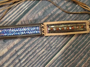 Women's Chicos Leather Belt Boho Festival Embellished Tie Tassels Size S/M - Picture 1 of 9