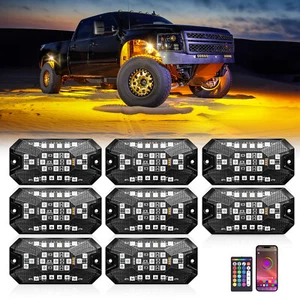 Luces de roca LED de cinco lados 8/12/16 cápsulas RGBW, luces inferiores para camión todoterreno - Imagen 1 de 52