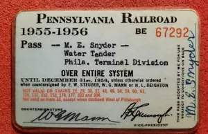 Ferrocarril de Pensilvania - Employee Pass, 1955-1956 licitación de agua pc36 - Imagen 1 de 3