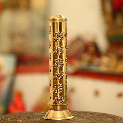 Brass Agarbatti Stand with Ash Catcher OM Incense Handmade Safety Incense Holder - Image 1 of 4