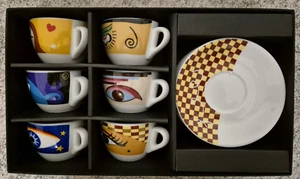 6x Free Time Magic Eye Cappuccinotassen Kaffeetassen mit Unterteller - Bild 1 von 2