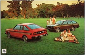 1980 DATSUN 210 Automobile Advertising Postcard Hatchback & 4-Door / Nissan - Picture 1 of 2
