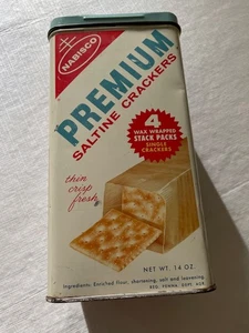 Contenedor de lata vintage de galletas saladas Nabisco Premium 14 OZ - Imagen 1 de 9