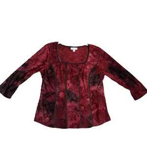 Dressbarn Y2k Top Gothic Grunge Fee Whimsigoth Vampir Gr. L Burnout Samt - Bild 1 von 10