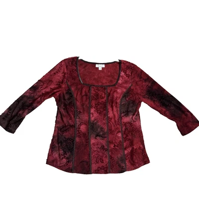 Top Dressbarn Y2k Gótico Grunge Hada Capricho Vampiro Talla L Terciopelo Burnout Foto 1 de 4