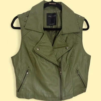 Therapy Olive Green Cropped Moto Vest  Size 1X Classic Casual - Image 1 of 4