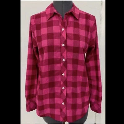VINEYARD VINES PERFORMANCE RELAJADO ROSA ROJO BÚFALO BLUSA A CUADROS FRANELA 0 Foto 1 de 4