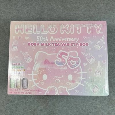 Hello Kitty 50th Anniversary Boba Milk Tea 12-Can Set (2025) A-Sha Foods - Image 1 of 4