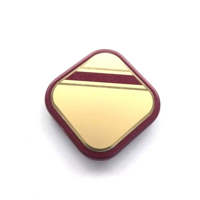 Vintage 1981 Avon Burgundy Striped Plastic Double Sided Magnifier Compact Mirror - Image 1 of 4