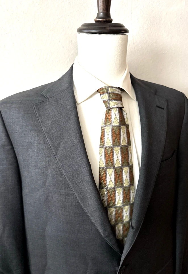 J. Prensa Recent Traje Chaqueta Abrigo Para Hombre 43L Largo Gris Carbón Lana 3-2 Rollos Usado en Excelente Condición Foto 1 de 4