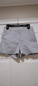 J. Crew Pinstripe Shorts With Scalloped Hem Size 4 - Picture 1 of 6
