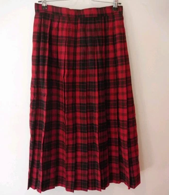 Falda plisada tartán a cuadros roja lana talla 12 (M) de colección JH hecha en unión Foto 1 de 4
