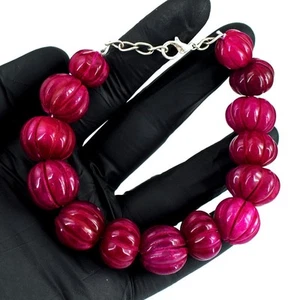 Carved Pink Ruby 356.00 Cts Awesome Massive Beaded Excellent Bracelet VK 38 E702 - Picture 1 of 3
