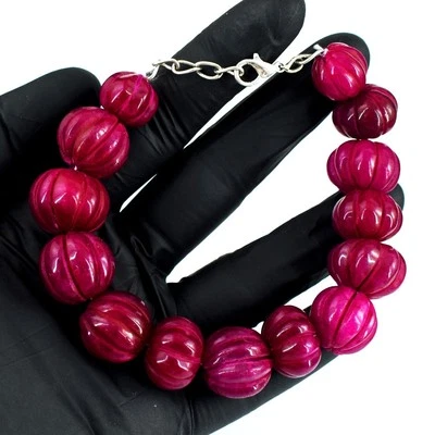 Carved Pink Ruby 356.00 Cts Awesome Massive Beaded Excellent Bracelet VK 38 E702 - Image 1 of 3