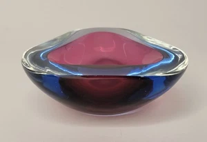 Vintage Murano Sommerso Aschenbecher Schale Schale Seguso Flavio Poli Glas rosa blau klar - Bild 1 von 10