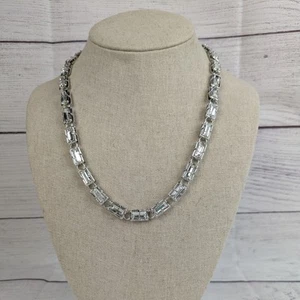 Bar By Alexa Rae Melania Clara Crystal Palazzo Necklace Silver Tone Jewelry - Bild 1 von 13