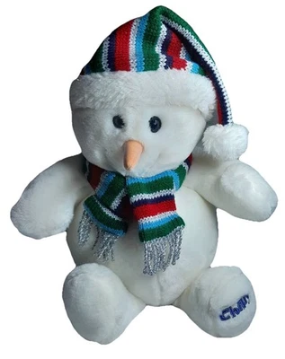 Tesco Chilly & Friends Festive White Snowman With Multicolour Hat Plush Toy - Image 1 of 4