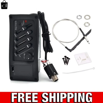 4-Band EQ Preamp Pickup Tuner for Acoustic Guitars, Battery-Powered Convenience - Image 1 of 4