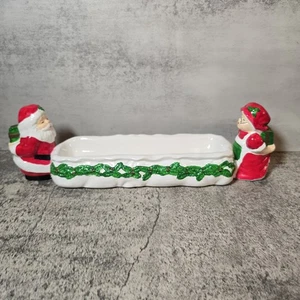 Plato Galleta Navidad Mr. & Mrs. Santa Claus De Colección Nuevo en Caja 11" Kitsch  - Imagen 1 de 10