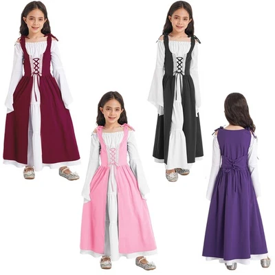 FEESHOW DE Kinder Mädchen Mittelalterliche Renaissance Lang Kleid Victorian play Kostüme