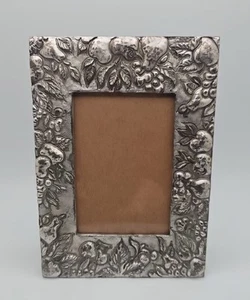 Vintage Barron Pewter Metal Photo Frame Fruit Border 3.5 X 5 in Solid Quality - Picture 1 of 8
