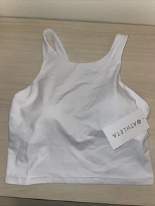 NEW! Athleta Purpose Crop Sports Bra LARGE A- C Cups White NWT - Picture 1 of 4