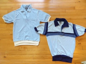 2 VINTAGE 1970-80's Peter B Terry Cloth V neck Shirt Boy Medium / Womans Small - Picture 1 of 13