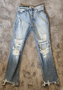 Cello Distressed Womens Jeans, Size 3/26 100% Cotton Raw Hem, Light Wash - Picture 1 of 6