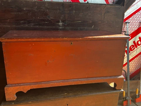 good pa chippendale bracket foot blanket chest dower chest red early paint Cover