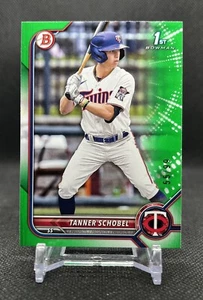 2022 Bowman Draft TANNER SCHOBEL 1st Bowman GREEN Parallel /99 Minnesota Twins - Picture 1 of 3