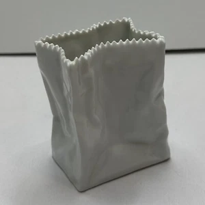 Vintage Rosenthal Tapio Wirkkala Paper Bag Mini Vase 4" High Gloss White - Picture 1 of 9