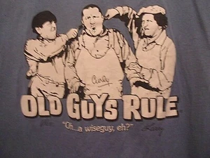Old Guys Rule 3 Stooges blue distressed L t shirt - Picture 1 of 5