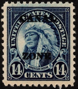 Canal Zone - 1925 - 14 Cents Dark Blue American Indian Issue # 77 Mint XF Gem - Picture 1 of 1