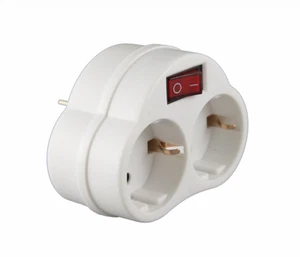 Multiconector de 2 vías con interruptor de encendido/apagado conector adaptador contacto de protección distribuidor  - Imagen 1 de 4