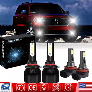 For Dodge Durango 2014-2015 - 4x White LED Headlight & Fog Light Bulbs Combo Kit - Picture 1 of 7