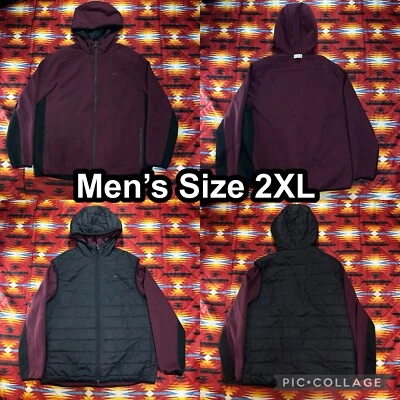 Lacoste Full Zip Burgundy Red Black Reversible Jacket Men’s Size 2XL Hooded - Image 1 of 4